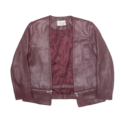 Buy SANDRO Leather Jacket Red Womens M • 59.99£