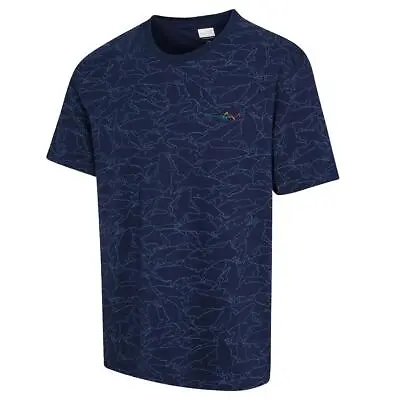 Buy Greg Norman Men's Shark Print Cotton Golf T-Shirt • 9.99£