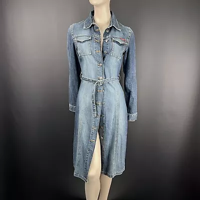 Buy Only Denim Dress S Womens Blue Long Sleeves Belted Collared Jeanswear Buttons • 24.94£