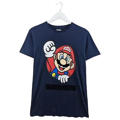 Buy Super Mario Nintendo Navy Blue Graphic Short Sleeve Crew Neck TShirt Medium M • 10£