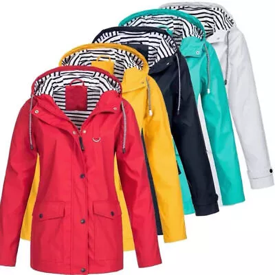 Buy Ladies Outdoor Wind Rain Forest Jacket Coat Plus Size Womens Waterproof Raincoat • 17.99£