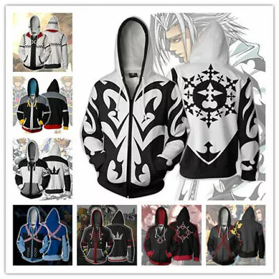 Buy Kingdom Hearts 3D Hoodie Riku Akua Sora Xemnas Zipper Unisex Adult Clothes # • 34.55£