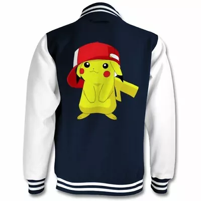 Buy Pokemon Jacket Pikachu Hip Hop Navy Varsity Jacket Bomber Coat  • 49.99£