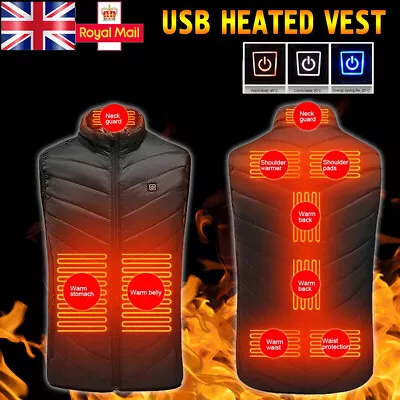 Buy Heated Vest Warm Gilet Winter Men Women Electric USB Jacket Heating Coat Thermal • 15.79£