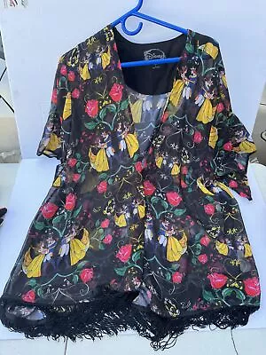 Buy Disney Beauty And The Beast Stained Glass Robe Kimono Women's Size L • 38.54£