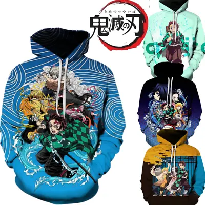 Buy Anime Demon Slayer Kimetsu No Yaiba 3d Hoodie Men Women Pullover Hooded Tops • 15.49£