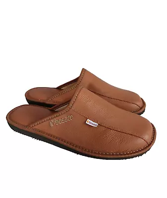 Buy Mens Leather Slippers Moccasin Brown Mules  Slip-on Slippers Sizes EU 40-46 • 30.98£