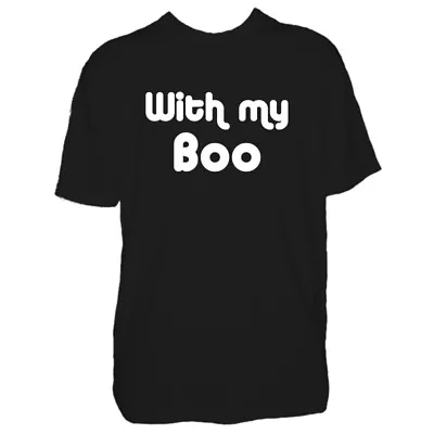 Buy Mens Halloween Tshirt - With My Boo Party Night Trick Or Treat Costume T Shirt • 8.99£