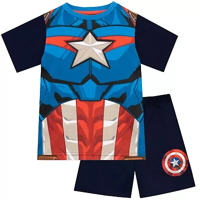 Buy Captain America Pyjamas Kids Boys 2-12 Years Loungewear PJs Pyjama Set PJs Set • 16.99£
