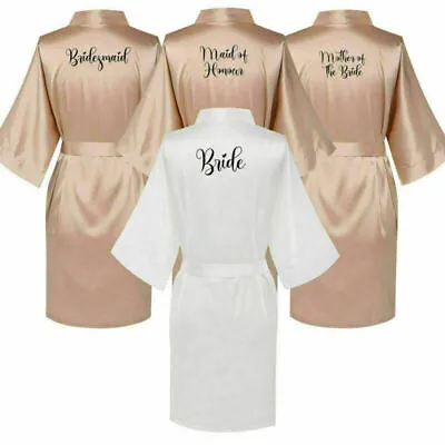 Buy Bride Silk Dress Pajamas Bride Wedding Kimono Robe Bridesmaid • 10.99£