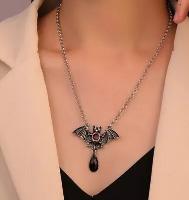 Buy Large Antique Silver Vampire Bat Necklace Victorian Gothic Jewellery  • 5.50£