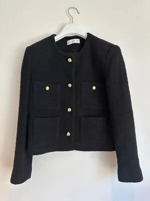 Buy Mango L Black Textured Knit Front Pocket Blazer Never Worn Jacket Boucle Tweed • 55.99£