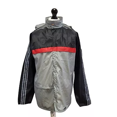 Buy Adidas Lightweight Hooded Jacket Black Grey Full Zip Men's UK M Eu 50 Yy592 • 24.99£