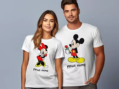 Buy Disney Mickey And Minnie  Mouse Cute Cartoon Unisex T-shirt, Mickey, Disneyland • 12.99£