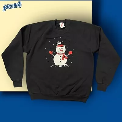 Buy Vintage Jerzees Novelty Ugly Tacky Snowman Christmas Holiday Sweatshirt L • 9.44£