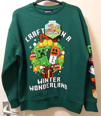 Buy Minecraft Boys Sweatshirts Green Jumper Size 13-14 Years Chest 86cm • 18£