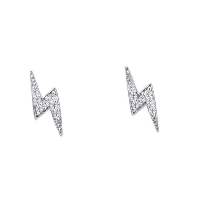Buy 925 Sterling Silver Lightning Bolt CZ Stud Earrings Women Girl Jewellery Gift UK • 3.29£