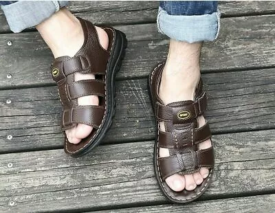 Buy Men Sandals Beach Faux Leather Shoes Casual Sandals Summer Slippers Big Size  • 54.84£