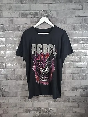 Buy Rebel T Shirt Large Black Wolf X3 All Over Print Short Sleeves Cotton Mens • 15£