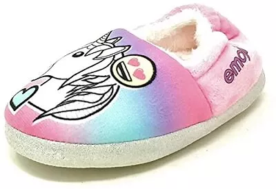 Buy Girls Slippers Pink And Blue Unicorn Emoji UK Sizes 9-12 • 7.89£