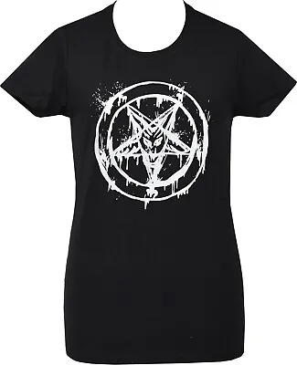 Buy Womens Baphomet T-Shirt Pentagram Satanic Gothic Occult Goat Goth Lucifer • 18.50£