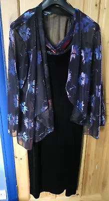 Buy Berkertex Black Velvet Dress And Chiffon Jacket-size 18 • 2.20£