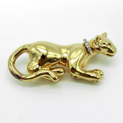 Buy Wild Cat Brooch Diamond Collar 14K Yellow Gold • 672.44£