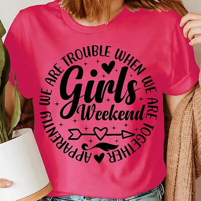 Buy Girls Trip Weekend Apparently We Are Trouble Vacations Funny Womens T-Shirts#UJV • 5.99£