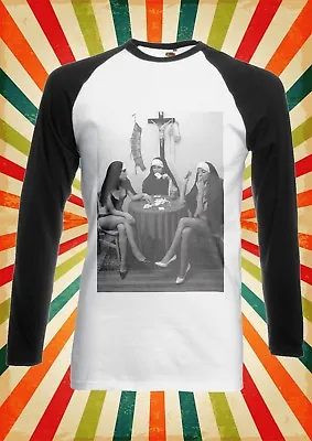 Buy Nuns Naked Playing Card Smoking Men Women Long Short Sleeve Baseball T Shirt 581 • 9.95£