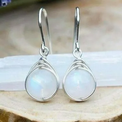 Buy Pretty Moonstone 925 Silver Drop Earrings Women Anniversary Party Jewelry Gifts • 2.63£