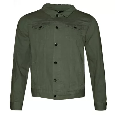 Buy Mens Denim Jean Jacket Button Up Slim Fit Premium Cotton DBFL • 39.12£