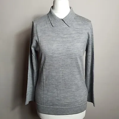 Buy HOBBS Grey 100% Merino Wool Collar Neck Soft Jumper Sweater Size S UK 8/10 • 26.99£