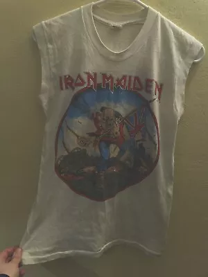 Buy RARE VTG Iron Maiden 1983 Onslaught British Metal Tour Sleeveless Shirt • 1,061.65£