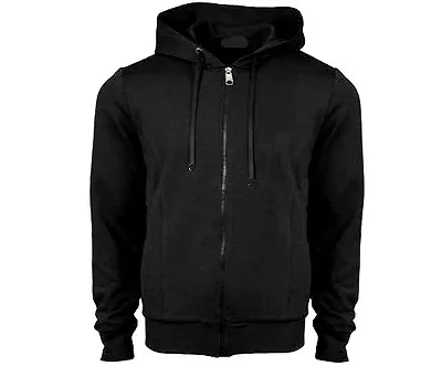 Buy MENS BIG & TALL PLAIN BLACK ZIP HOODY Warm Cotton Urban Jacket Gents 3XL - 8XL • 18.95£