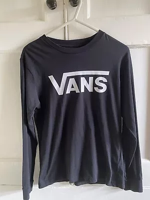 Buy Black Long Sleeve Vans T Shirt - Hardly Worn - Age 8-10 Years  • 7£
