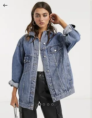 Buy Women’s Size 12  Topshop Oversized Denim Jacket Mid Denim Wash • 34£