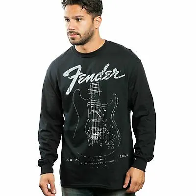 Buy Official Fender Guitar Mens Long Sleeve T-shirt Black S - XXL • 11.19£