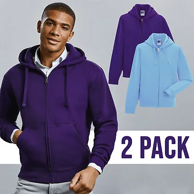 Buy 2 Pack Mens Hooded Sweatshirt Plus Size Hoodie Pocket Zip Up Plain Top XS-XXXL • 13.99£