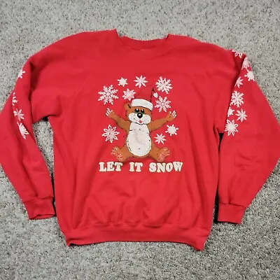 Buy Vintage Let It Snow Bear Winter Christmas Sweatshirt Adult XL Crewneck Hanes • 7.72£