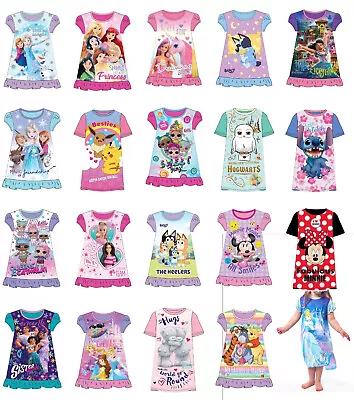 Buy Girls Character Nightdress Nightie Nightgown Long Disney Nightwear Pyjamas 2-12. • 7.65£