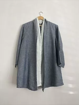 Buy East Navy Blue Double Layer 100% Linen Shirt Size XL • 19.50£