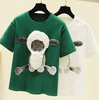 Buy Green Luxury High End White  Knitted Sheep  3 D  Print Chic T Tee  Shirt 8  10 • 54.99£