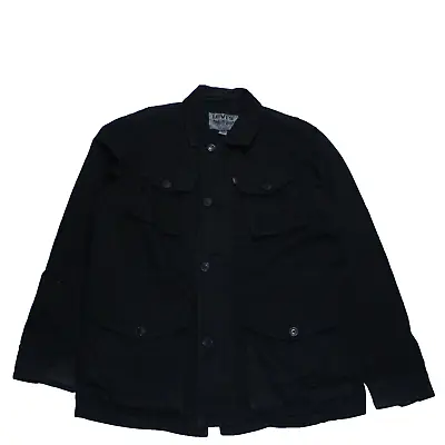 Buy LEVIS Heavy Cotton Field Jacket Mens Large Black Utility Logo Collar Zip Button • 54.99£
