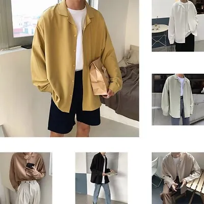 Buy Male Solid Color Long Sleeve Shirts Leisure Blazer School Jackets Coat M-3XL • 27.73£