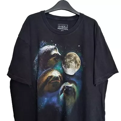 Buy Cute Funny Sloths In Space Novelty Graphic Print T-Shirt XL • 9.99£