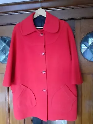 Buy Ladies One Size Red Pure Wool Cape Poncho Coat Jacket Up To Size 24  Batwing  • 18£