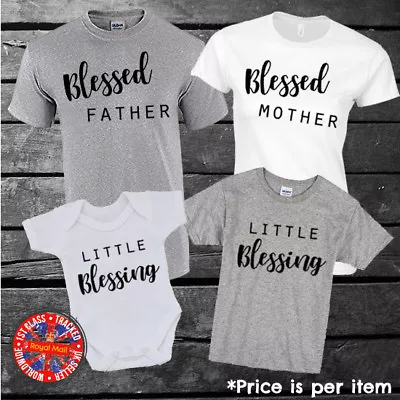 Buy Blessed Mother Father Little Blessing Matching Family T-shirts Kids GIft • 9.99£