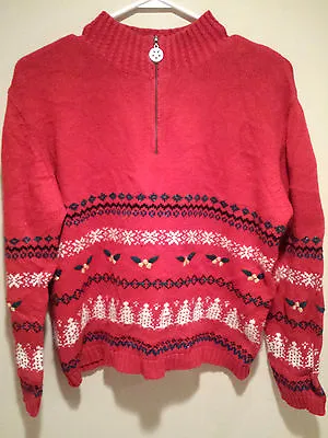 Buy Vintage Tacky Ugly Christmas Sweater - Large Red Ugly Party Jumper W/ Measures ! • 6.58£