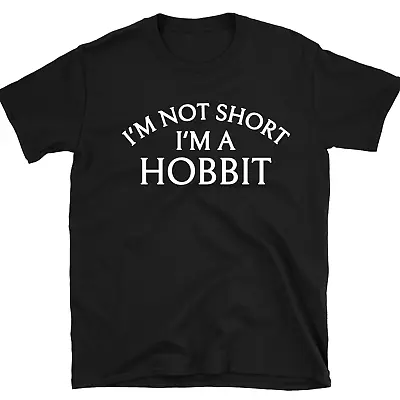 Buy Ladies Black Crew Neck T-shirt - Size M - I'm Not Short I'm A Hobbit Logo • 1.99£