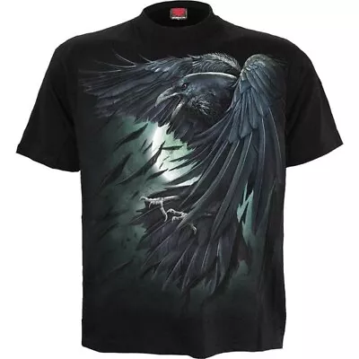 Buy Shadow Raven T Shirt By Spiral Horror Gothic Goth Fantasy Crow Metal Biker Gift • 20£